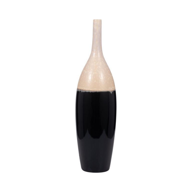 Elegant Two-Tone Floor Vase for Home Decor - Decorative Tall Flower Vase Perfect for Living Room Decor, Entryway Display, and Hallway Accent - Black & White