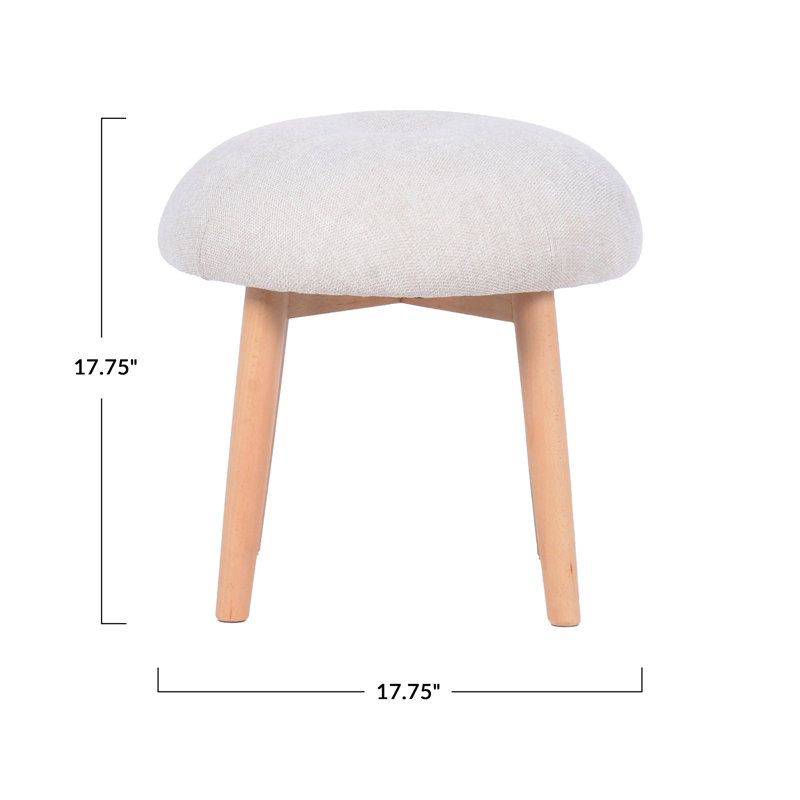 Tabouret capitonné en tissu avec pieds en bois de hêtre