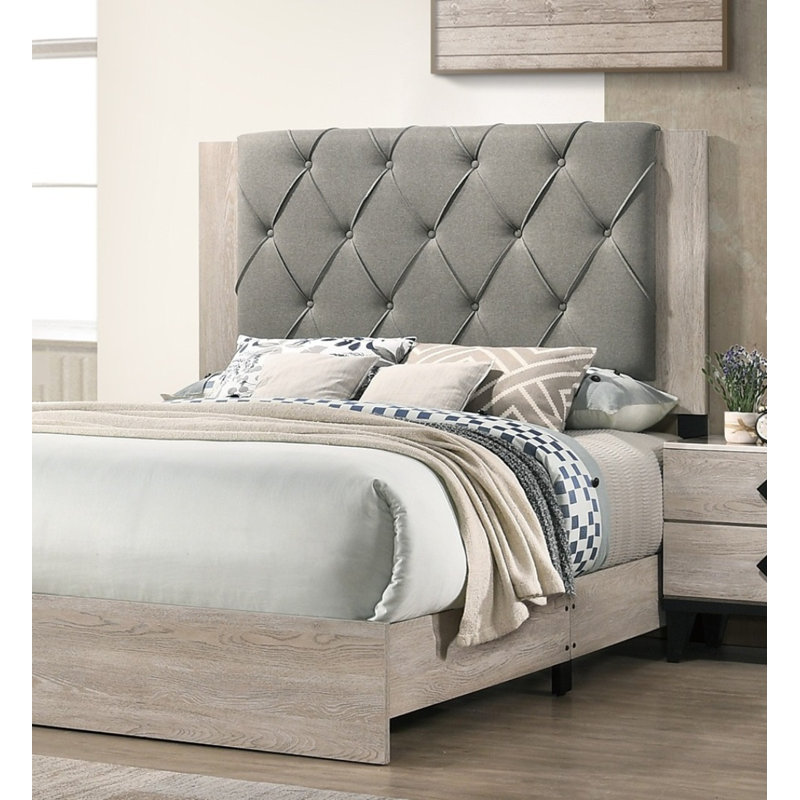 Meuble de lit contemporain pour lit de grande taille à finition crème 1pc
