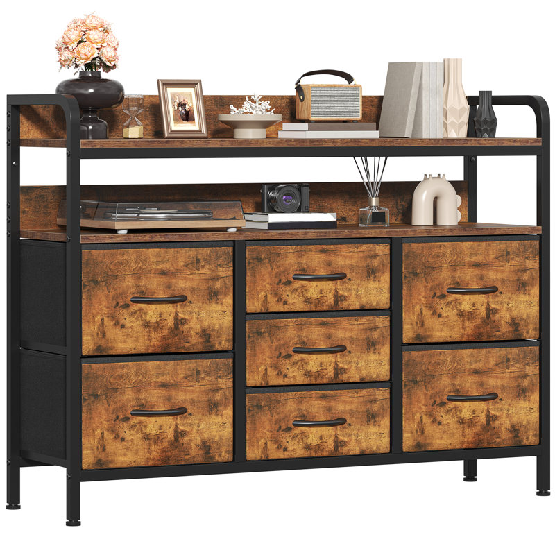 30 cm W Chest of 7 Drawers, Rustic Brown