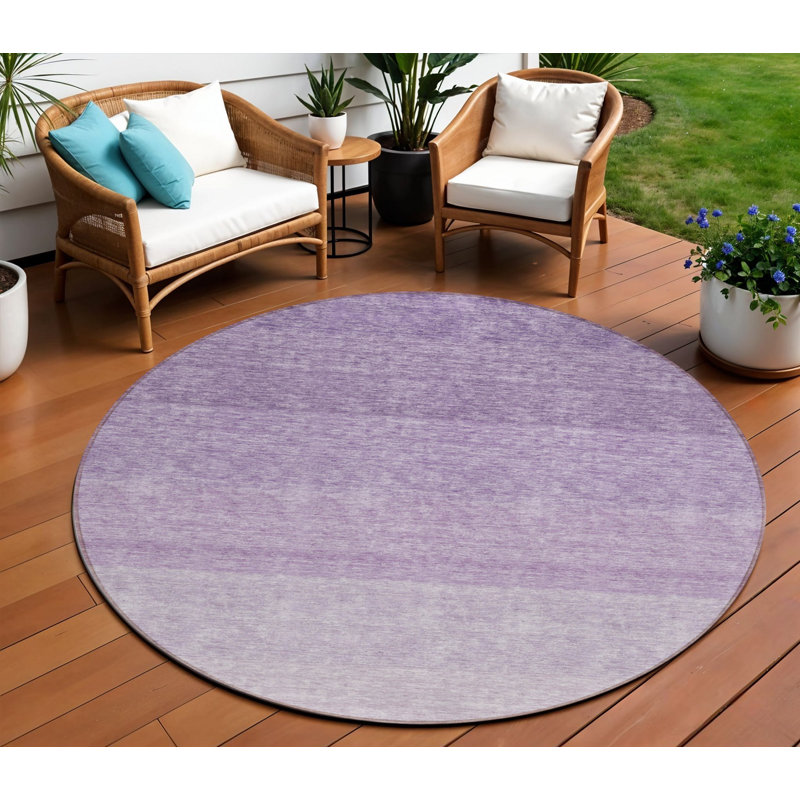 Tapis d'intérieur rond lavable ombré mauve et lavande 8 pi HomeRoots