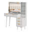 Bureau de coiffeuse avec miroir, grande coiffeuse de l 48 po avec 5 tiroirs et tablettes de rangement ouvertes, coiffeuse pour la chambre-424817065