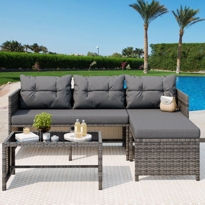 Casiyah 3 - Person Patio Conversation Set with Cushions