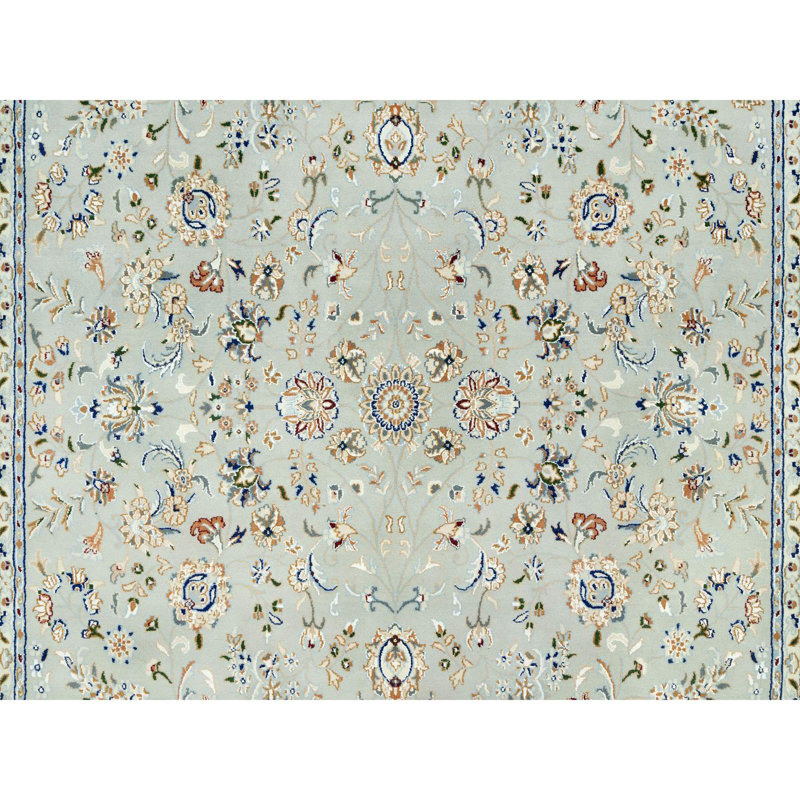 7'9"x10'3" Grey Nain Design Wool Hand Knotted Oriental Rug G90436