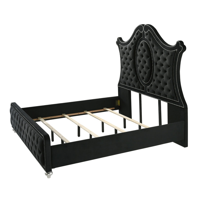 Tête de lit à panneau capitonnée, Noir, Grand