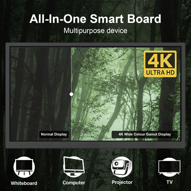 JYXCN Smart Board interactif 65 po, écran tactile numérique 4K, calendrier électronique tout-en-un, écran tactile double, double OS pour école et entreprise