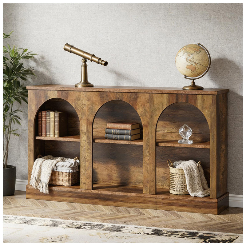 Table d'appoint rustique, table d'entrée pratique, console, Brun rustique