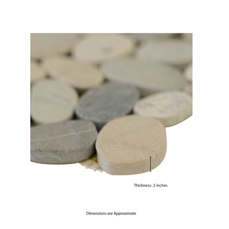 Marvella Pebble 12 in. x 12 in. Natural stone Mosaic Floor and Wall Tile, Villa Siena
