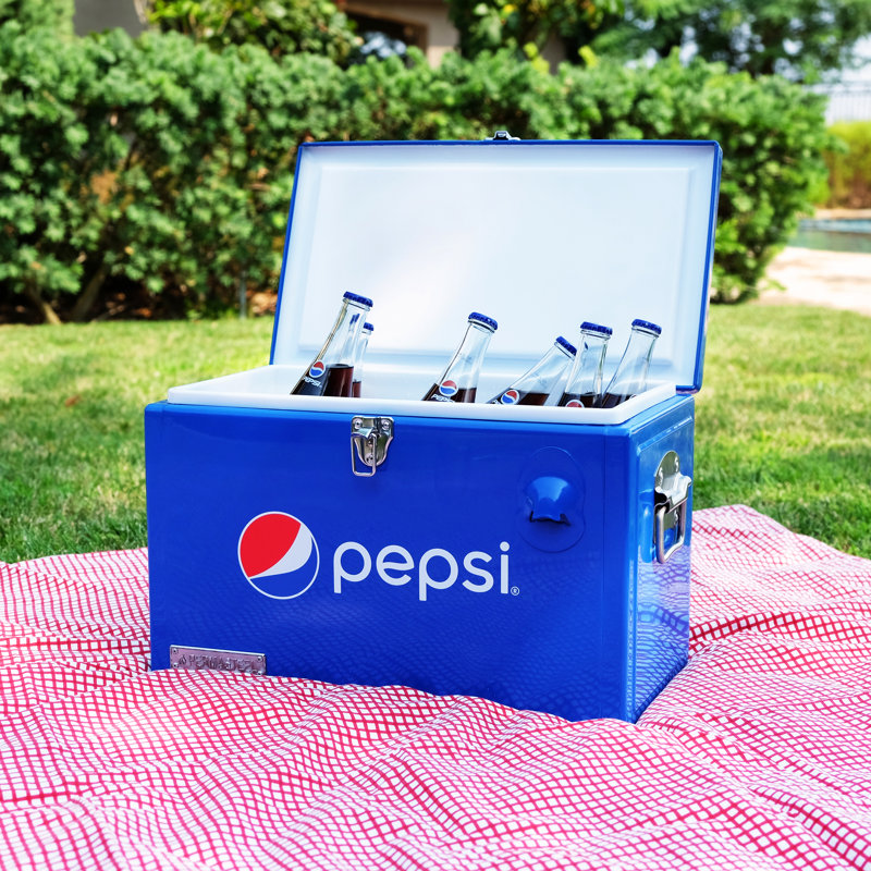 Petite glacière portative en acier pour glacière 21 quarts Pepsi - Bleu