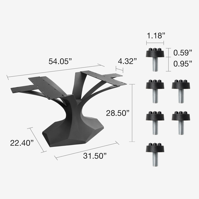 Dentro Metal Dining Table Base, 28"H x 31"L x 22"W, Black