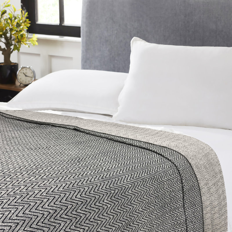 Couverture en coton, Grand, Chevron noir