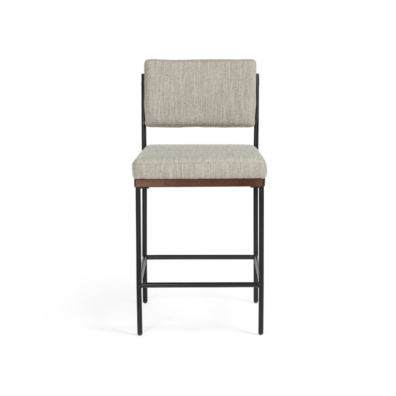 Benton Upholstered Stool with Metal Frame, Counter Stool (26.42" Seat Height), Savile Flannel/Polyester Blend