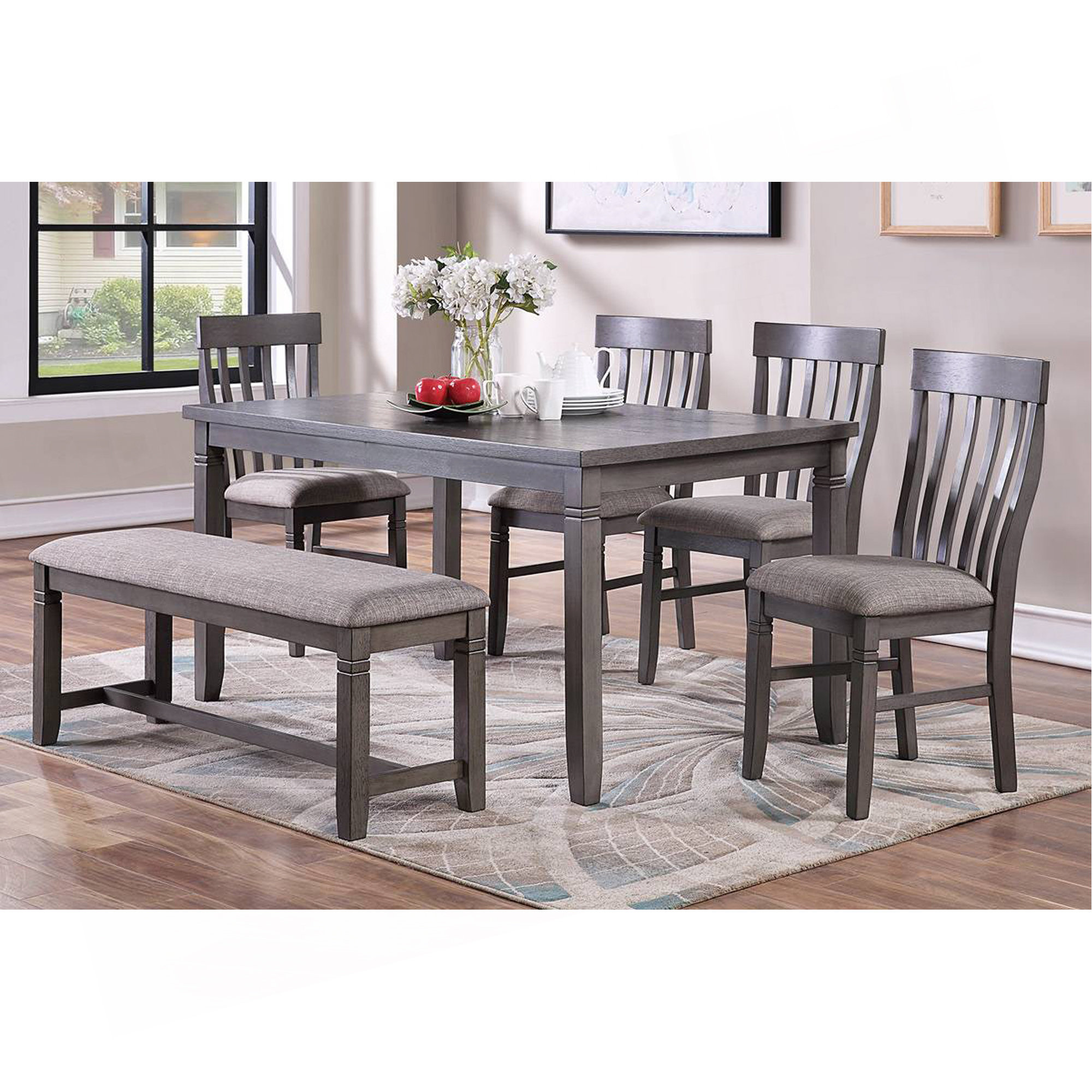Gracie Oaks Dining Room Furniture Simple 6Pc Set Dining Table 4X Side ...