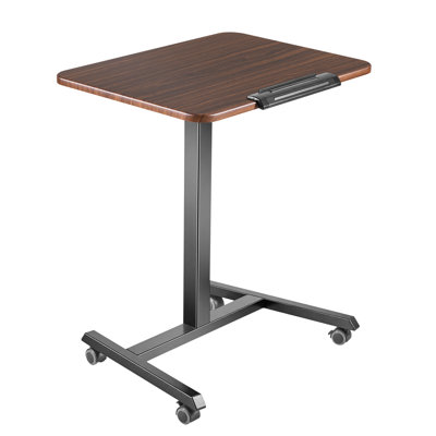 Bureau assis-debout mobile de 65 x 48 cm avec 4 roulettes, capacité de charge de 15 kg, hauteur réglable et plateau inclinable, idéal pour le télétravail.
