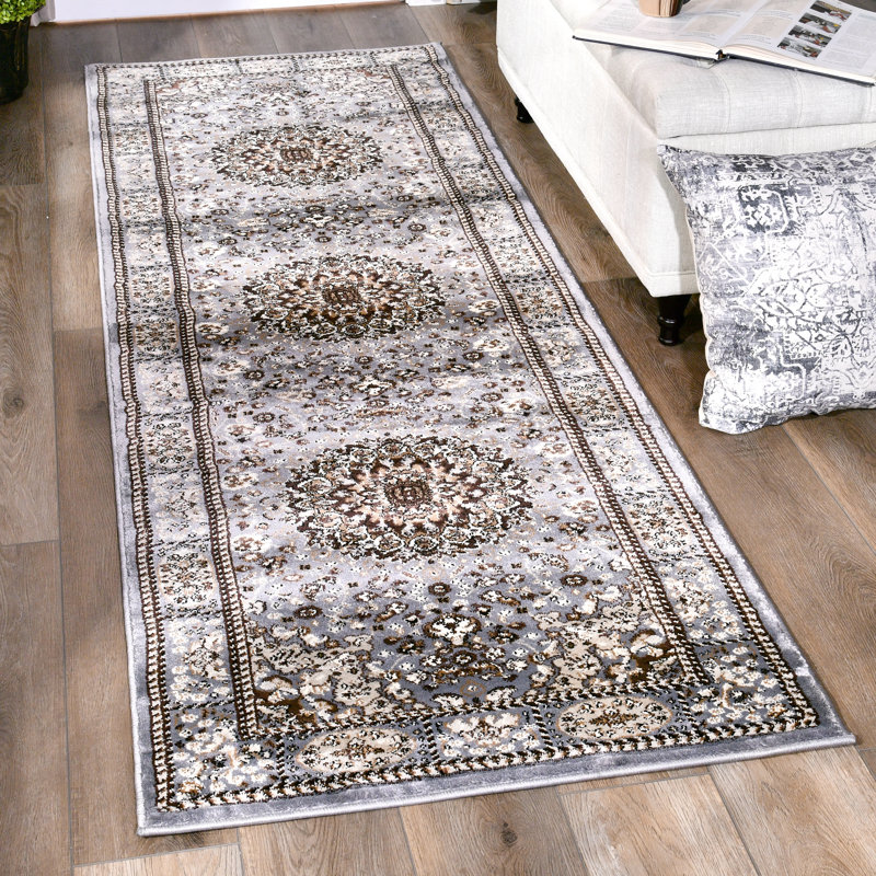 Tapis gris Devansh, Tapis de couloir 2 pi 8 po x 8 pi 1 po