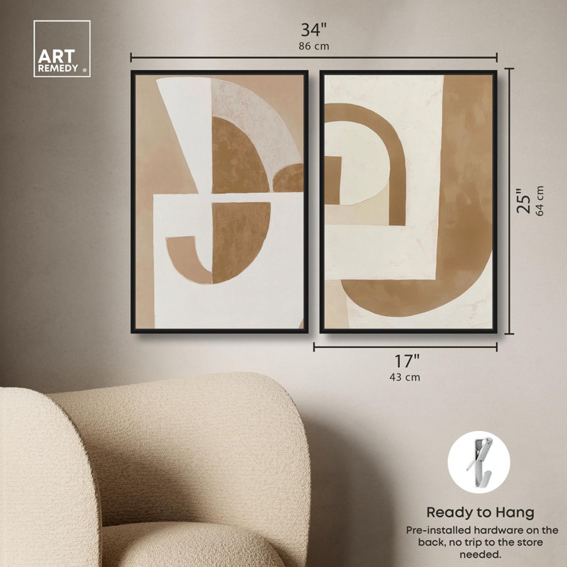 "Monolithe", impression abstraite duo sur toile par Art Remedy, cadre noir, 16 x 24, H 25 po x l 17 po, Structure noire