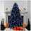 Arbre de Noël noir avec 450 lumières DEL blanches - Arbre artificiel PE + PVC 1916 pointes pour Halloween et décoration des Fêtes, structure à charnières avec support en métal stable
