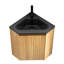 Meuble-lavabo de salle de bain ZURI de 30 po, armoire de rangement flottante triangulaire murale en contreplaqué avec une porte, lavabo intégré en résine noire, convient aux coins, préassemblé, couleur grain de bois naturel