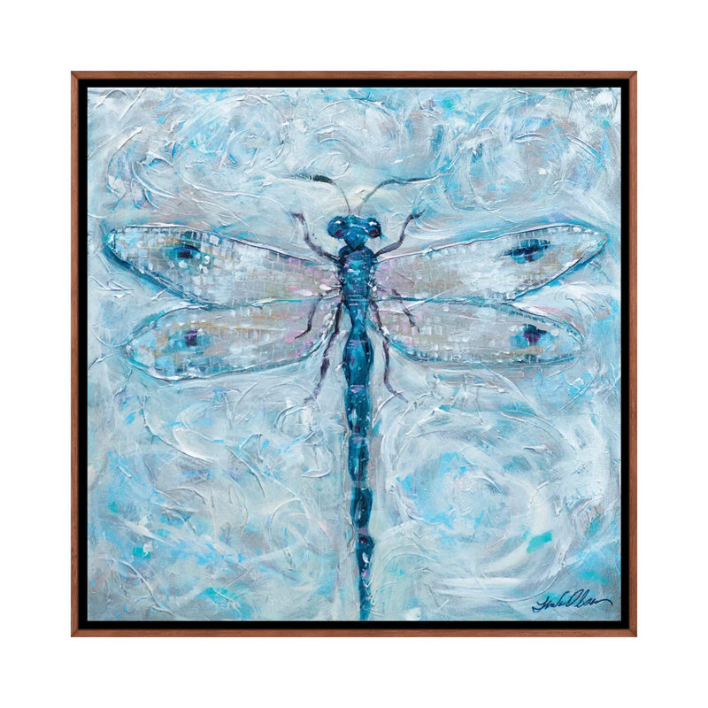 Dragonfly Blues - Framed Wall Art Print, Brown, 26" H x 26" W, Framed Print without Mat