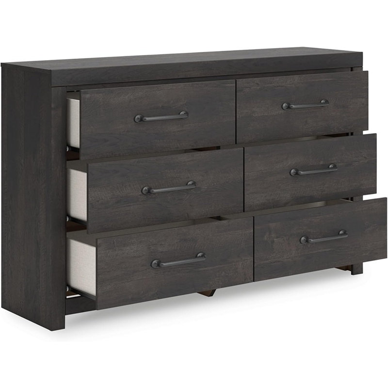 Rustic 6-Drawer Dresser With Safety Stop, Grey