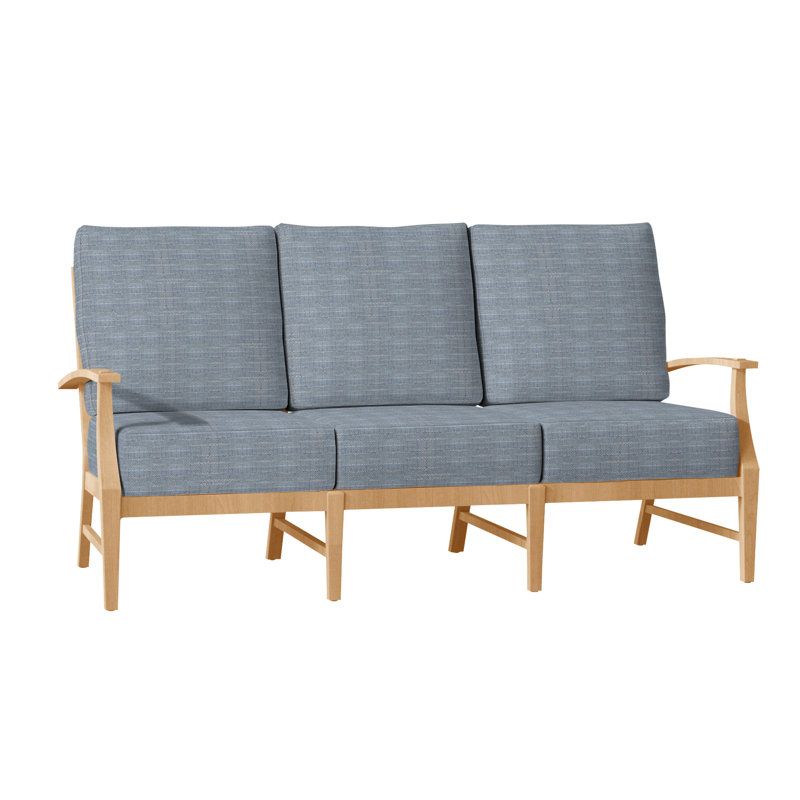 Croquet Teak Sofa - Natural Teak, Natural Teak, Rollo Chambray InsideOut® Linen, No Welt