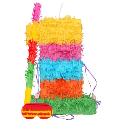 Fax Potato - Pinatas Number 1 Cardboard Pinata, Stick and Blindfold Set - W35cm x D7.5cm x H50cm - Multi