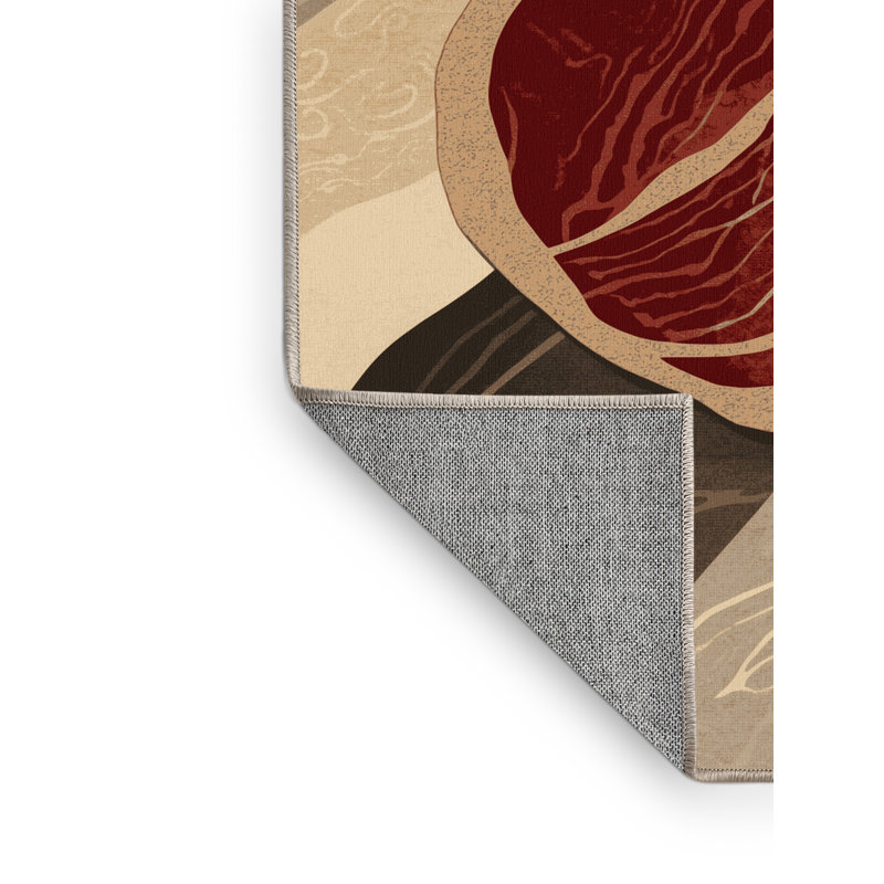 Tapis oriental classique beige / beige lavable à la machine Higgins, 7 x 9