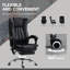 Fauteuil de bureau en noir, avec massage à 6 points, chaleur, siège en microfibre réglable, coussin épais