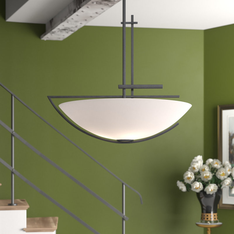 Ondrian 3 - Light Unique/Statement Bowl Pendant, Dark Smoke, Opal