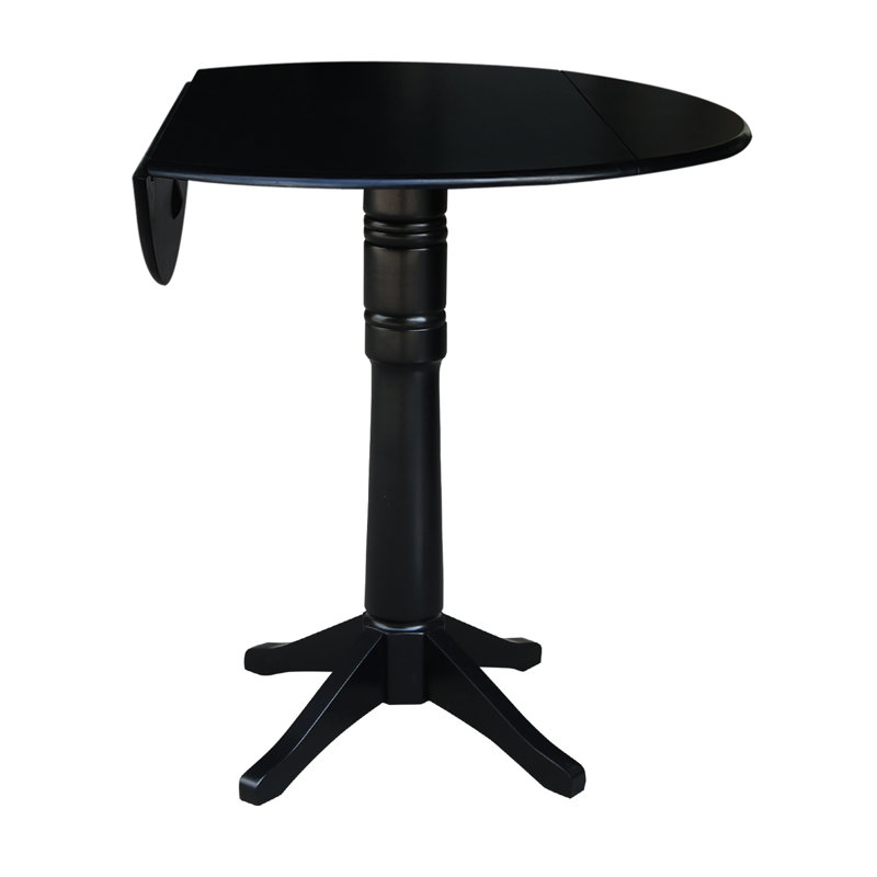 Extendable Round Solid Wood Dining Table, Black