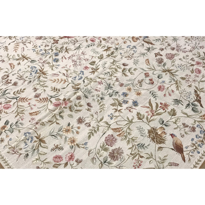 Hand-Knotted High-Quality Beige and Beige Area Rug