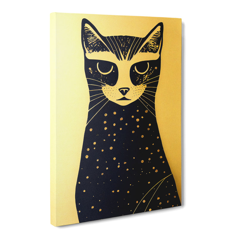 CAN-V0523-378X Cat Gold - Wrapped Canvas Print, 50cm H x 35cm W x 3cm D