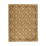Hand-Knotted High-Quality Green and Tan Area Rug