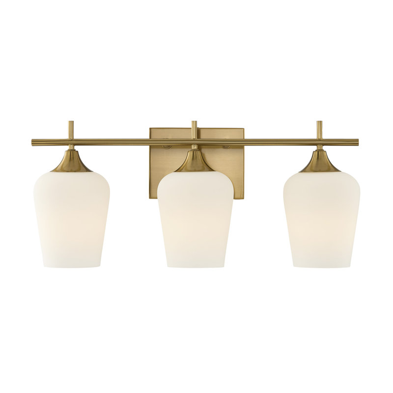 Breena Dimmable Vanity Light, Warm Brass, White
