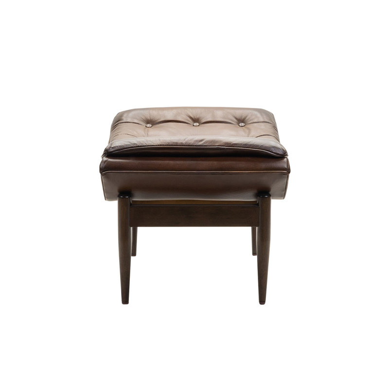 Verona Ottoman in Morgan Flax, Liquor, Dark Brown Wood