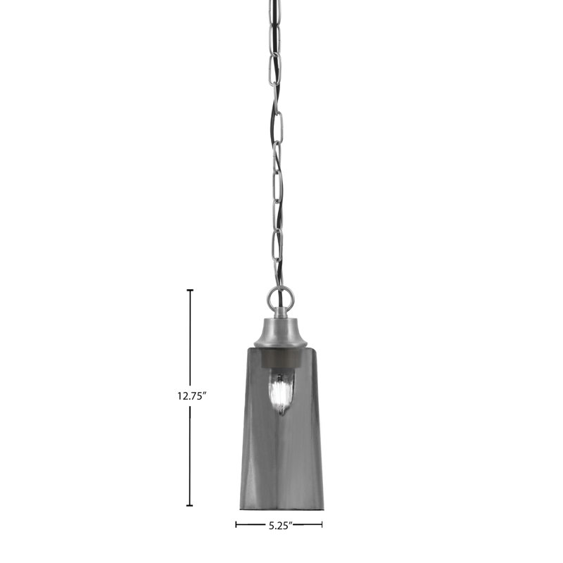 Luminaire suspendu Purcell illustré en finition graphite avec verre fumé l 5 po x H 10 po, Smoke