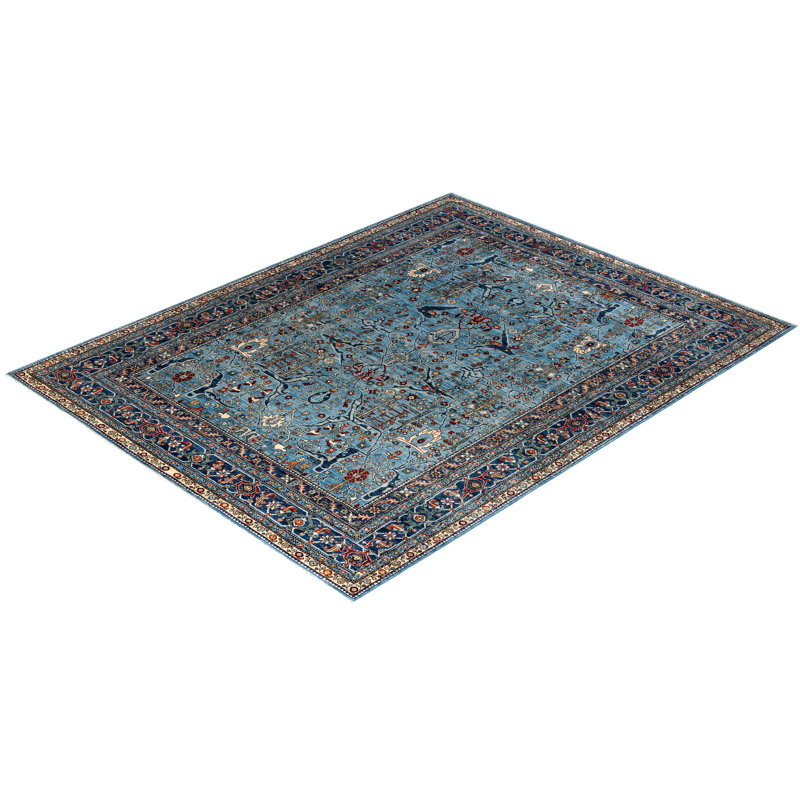 Tapis unique noué à la main Serapi - bleu clair, 7 pi 10 po x 10 pi 0 po Serapi