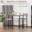 HOMCOM Bar Table and Stools Set, Kitchen Table and 2 Chairs with Backrest, Footrest-1158330950