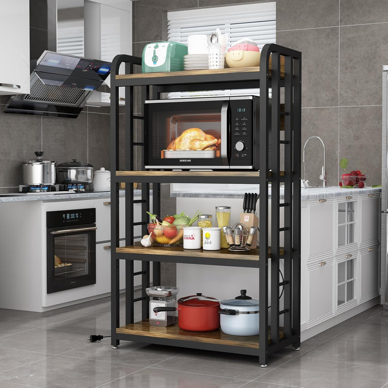 Étagère de boulanger à 4 niveaux, support pour micro-ondes avec rangement convenant à la cuisine