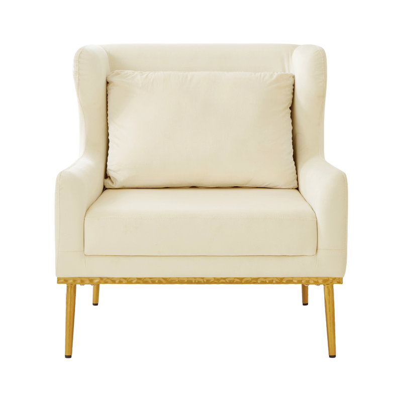 Modern Armchair Velvet Accent Chair Reading Chair Single Sofa Chair For Living Room, Bedroom, Or Reading Corner, Beige