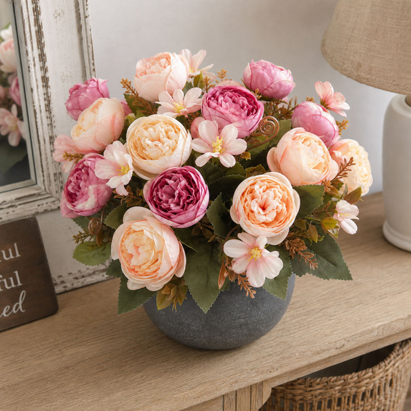 Arrangement de fausses pivoines (ensemble de 3), Rose