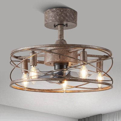 18" Antique Caged Ceiling Fan with Rustic Industrial Finish