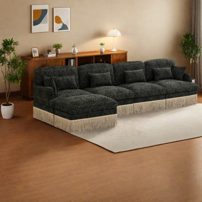 Canapés modulaires spacieux en chenille à imprimé léopard