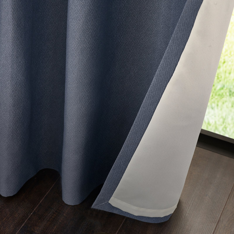 Melville Lined Eyelet Curtains, Blue, 168cm Width x 183cm Drop