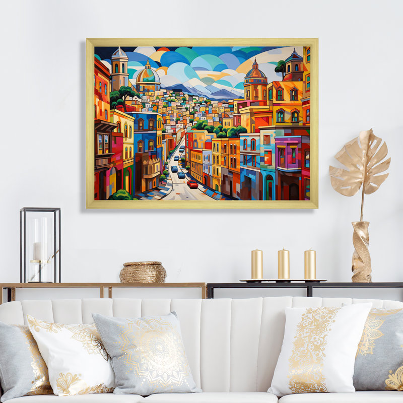 Pop San Francisco II - Imprimé, Encadrement doré, H 30 po x l 40 po x P 1,5 po