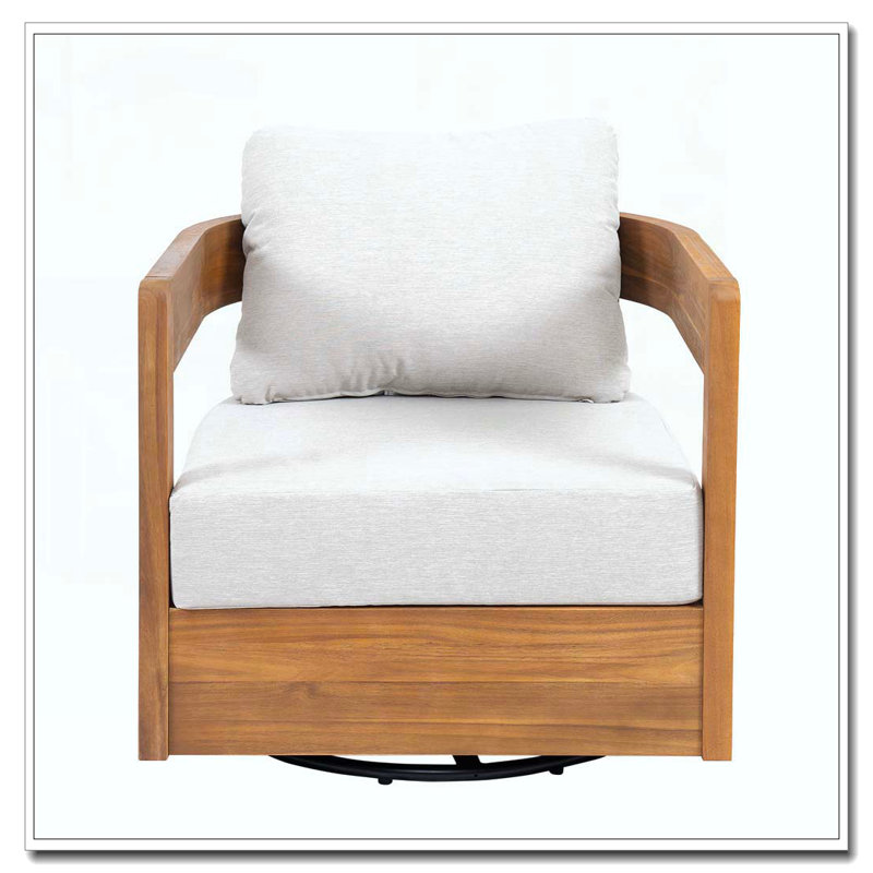 Fauteuil club d'extérieur pivotant en bois, Teck