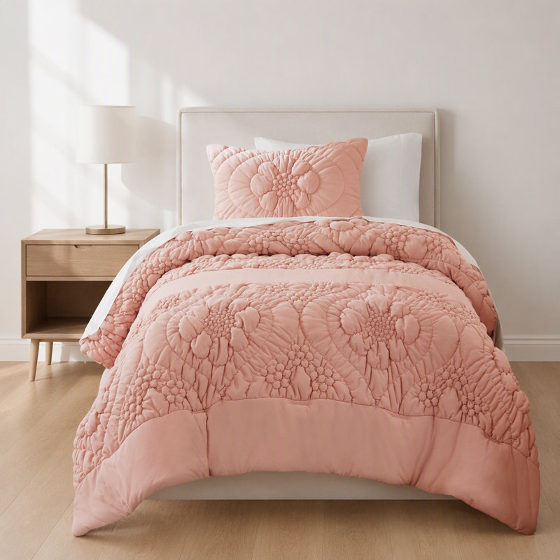 2-Piece Twin Comforter Set,Pink