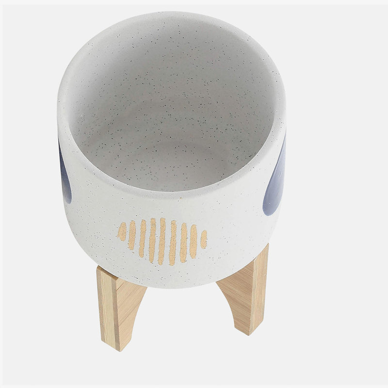S/2 5/8" FUNKY PLANTER W/ STAND, WHITE