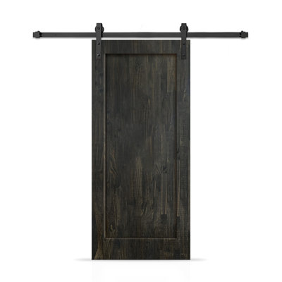 1 Panel Shaker Stained Pine Wood Interior Sliding Barn Door with Hardware Kit