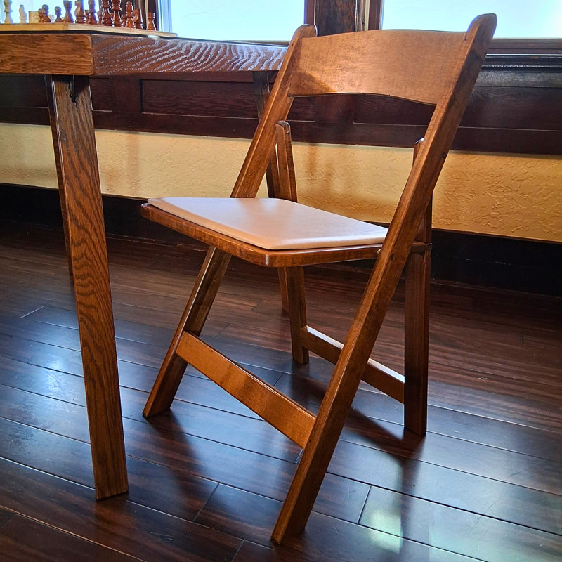 Maple Folding Chair, .5", Black Vinyl, Timberwood